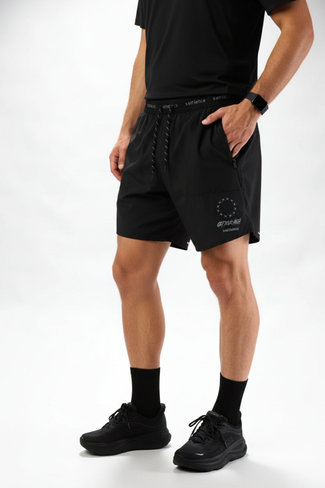 PACK CAMISETA GRAPHIC NEGRA + PANTALÓN CORTO TRAIN NEGRO + CALCETINES GRADIENT DARK GREY