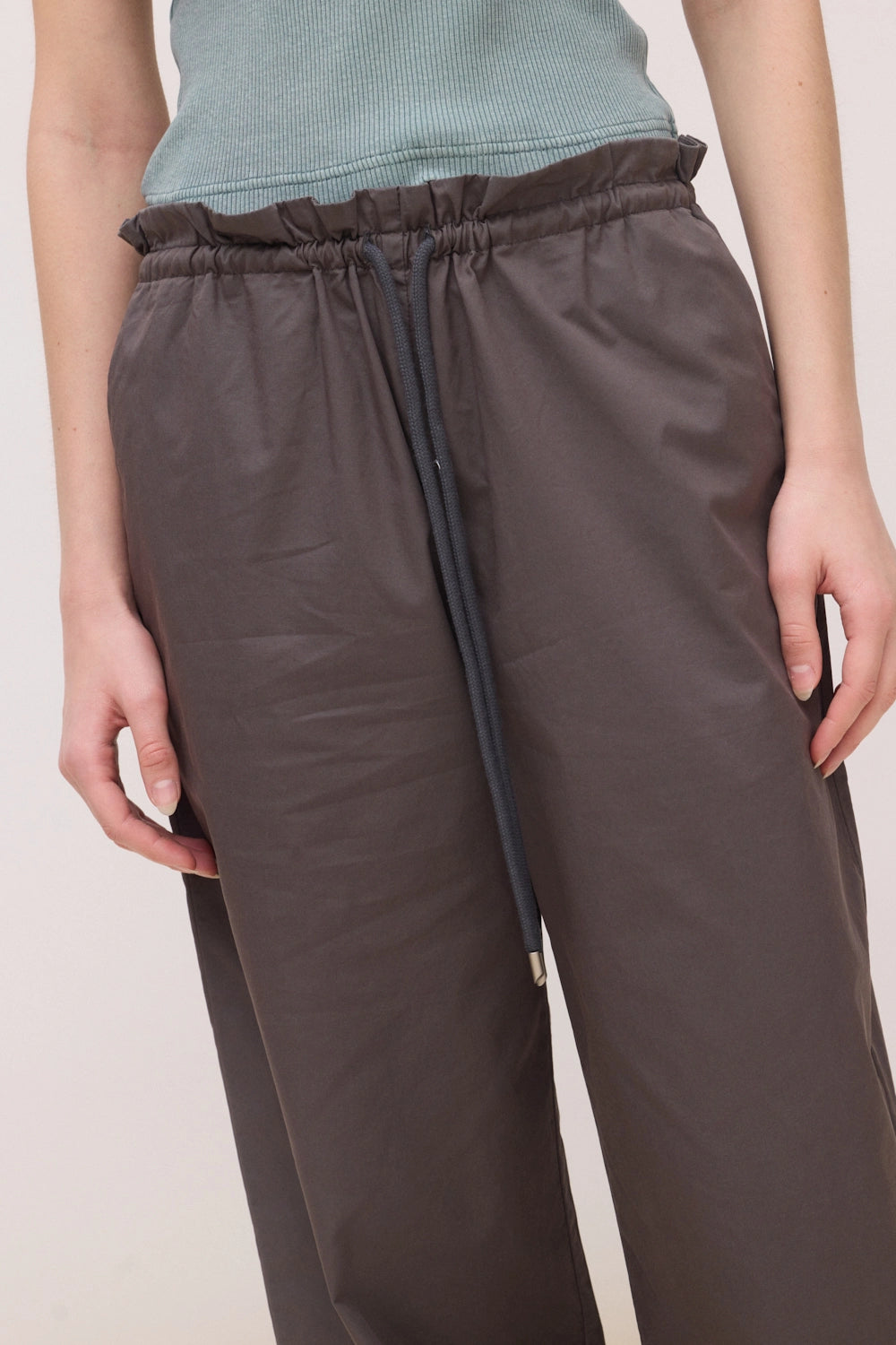 ANTHRACITE POPLIN WOMAN STRAIGHT PANT