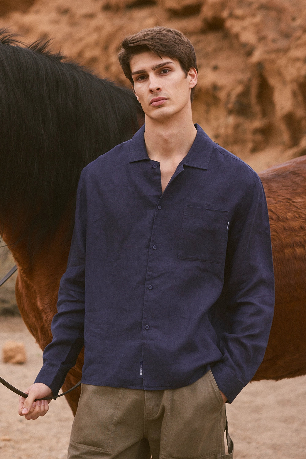 CAMISA DE LINO BREEZE AZUL MARINO