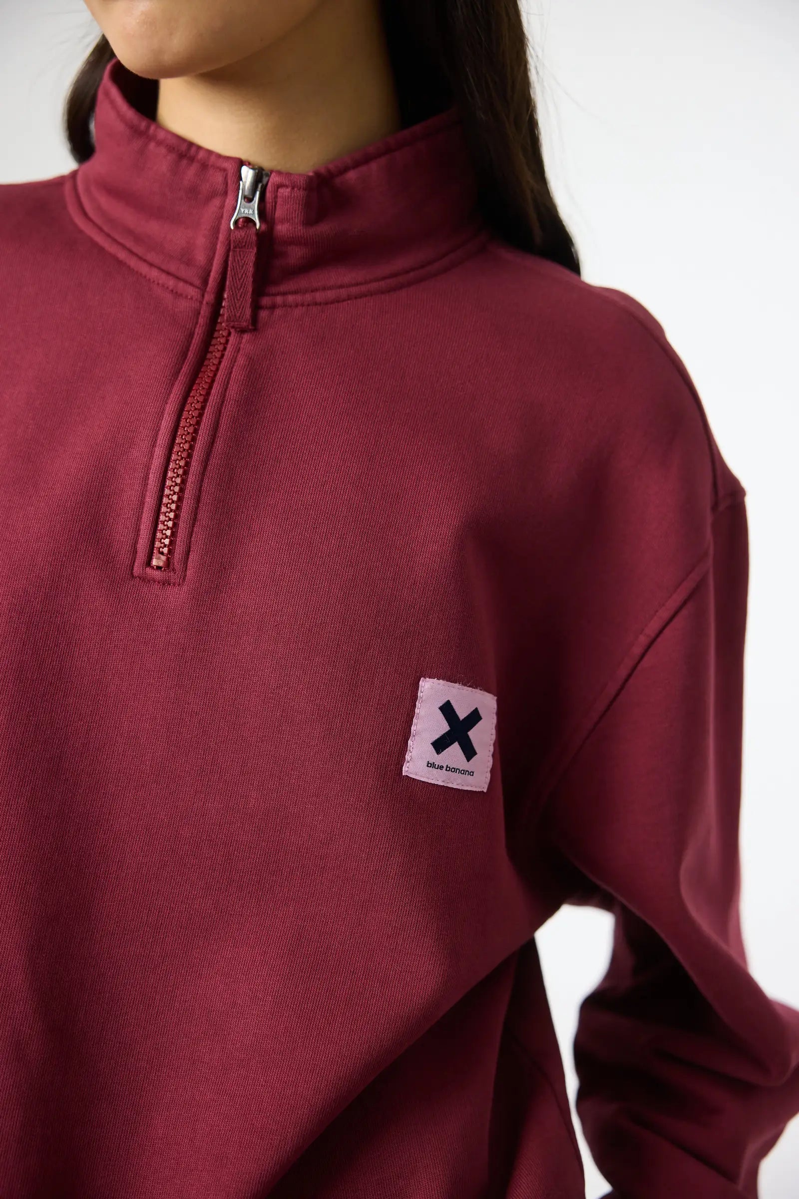 SUDADERA HALF ZIP ICONIC BURGUNDY