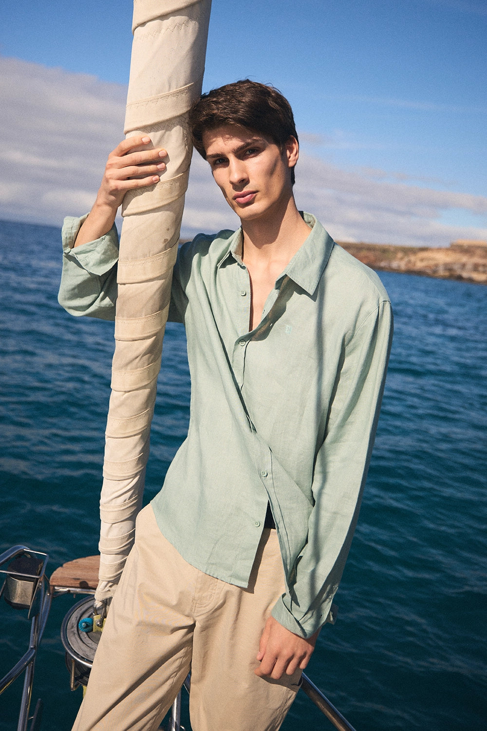 CAMISA DE LINO CORE SAGE