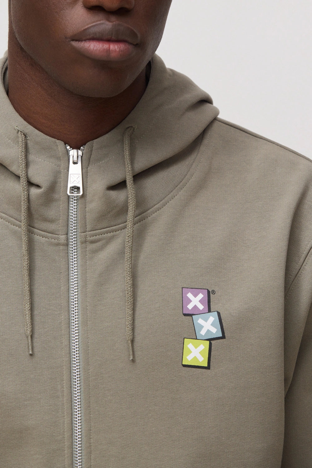 OLIVE GREEN GOODS FULL ZIP HOODIE
