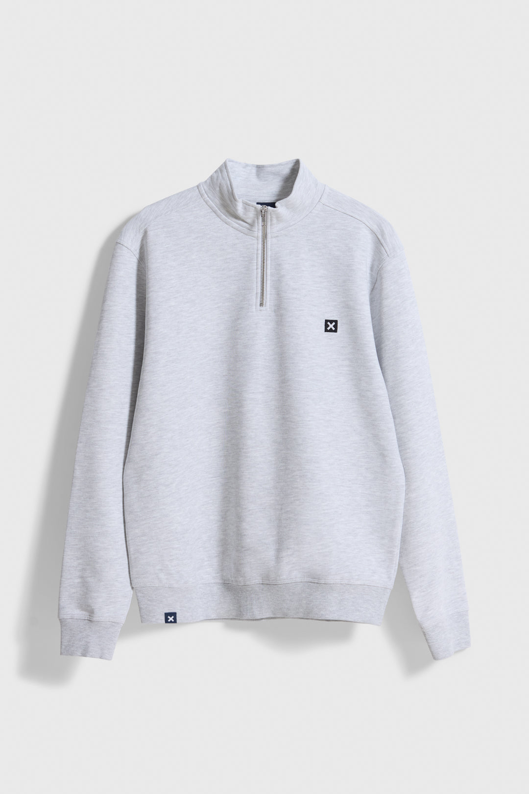 SUDADERA HALF ZIP LOGO LIGHT GREY MELANGE