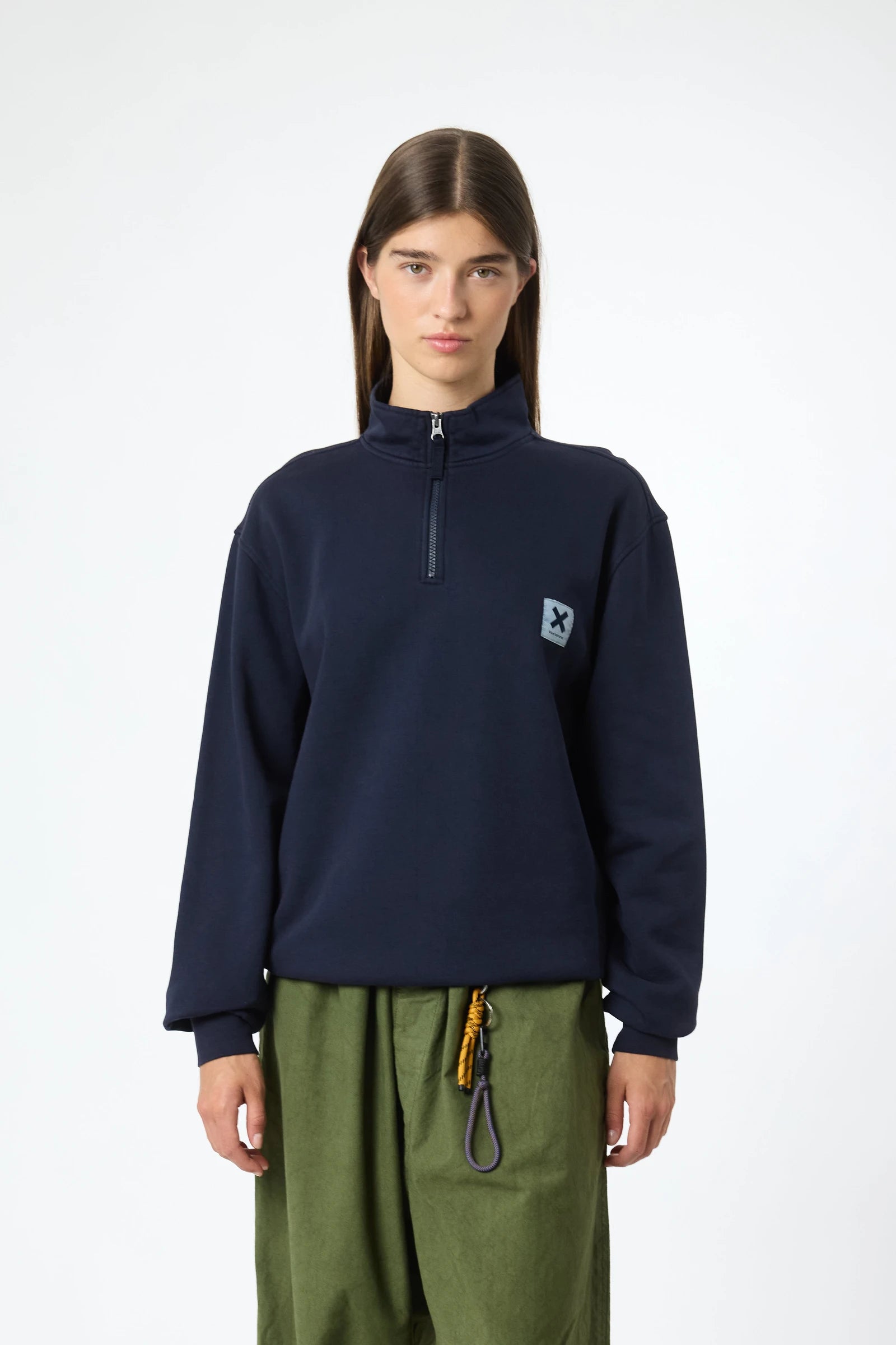 SUDADERA HALF ZIP ICONIC AZUL MARINO thumbnail