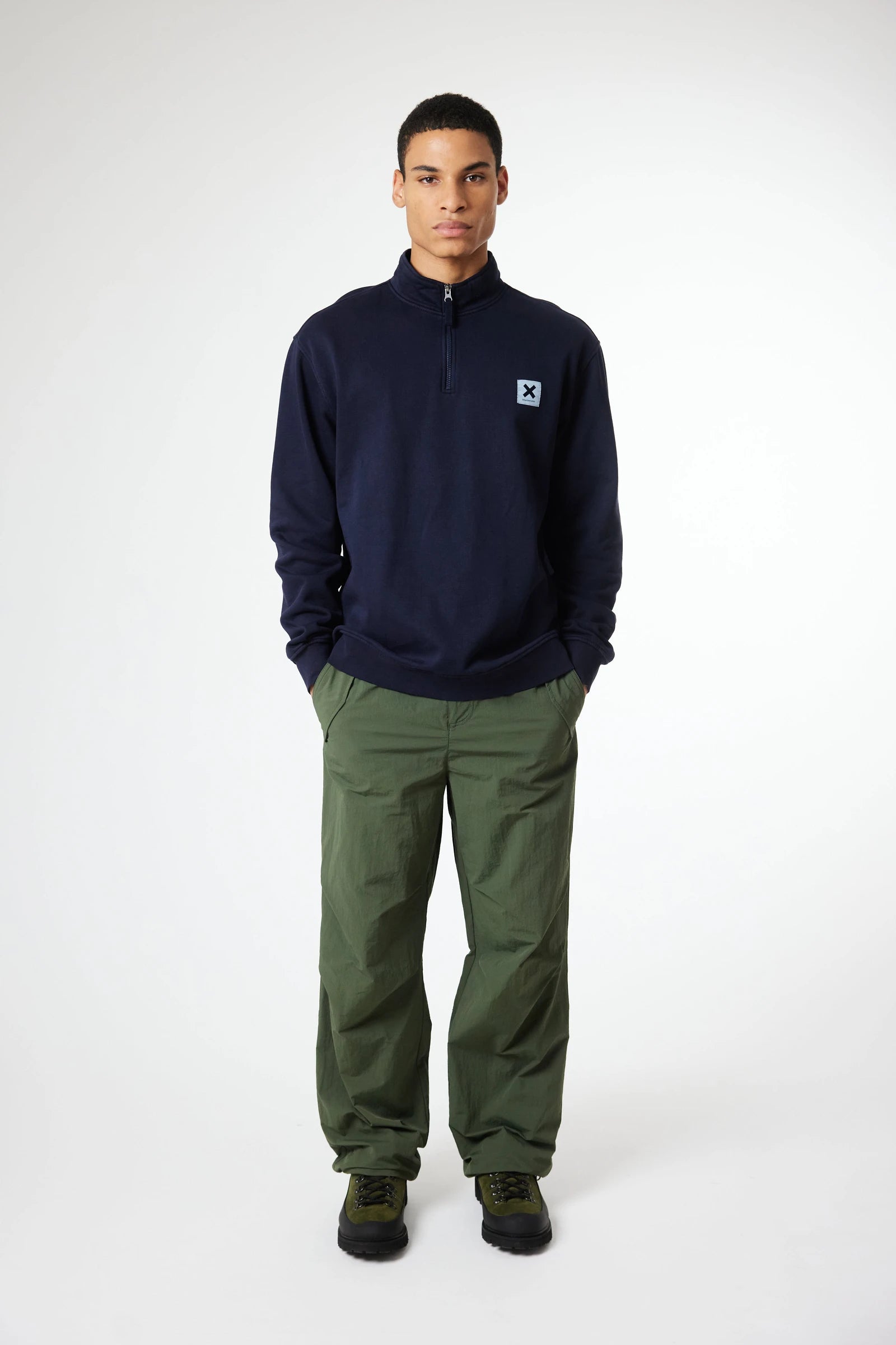 SUDADERA HALF ZIP ICONIC AZUL MARINO thumbnail