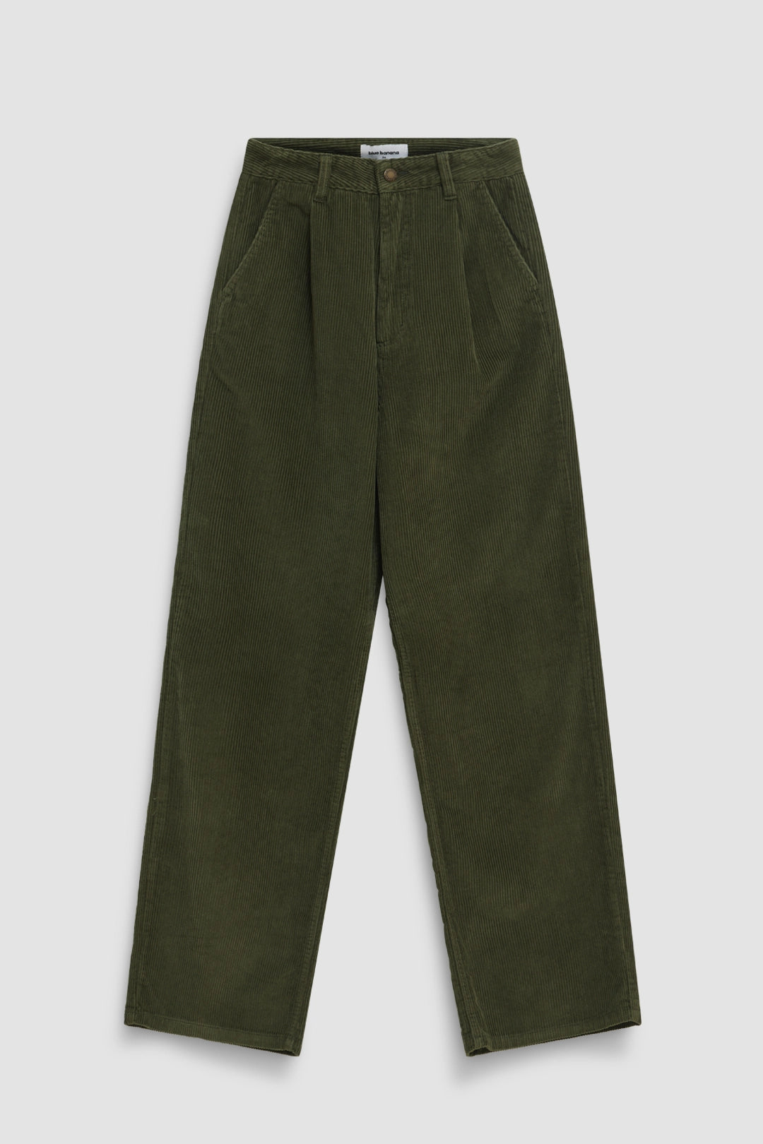 OLIVE GREEN CORD WOMAN STRAIGHT PANT