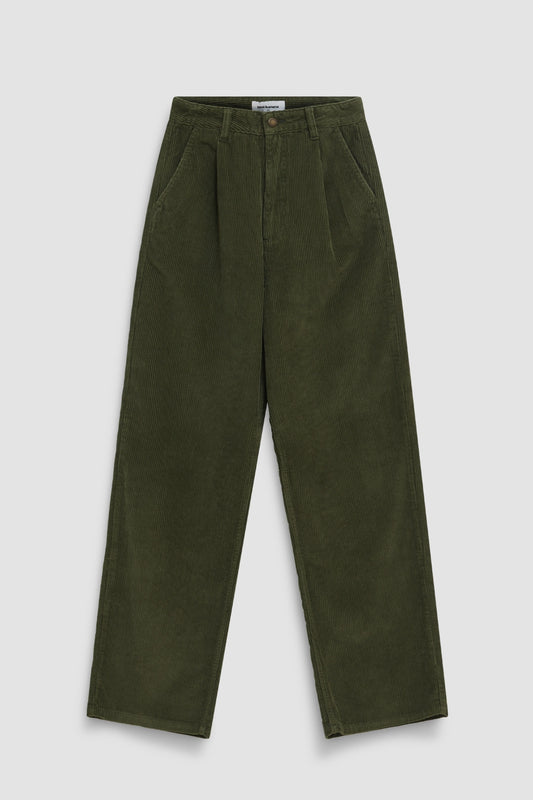 OLIVE GREEN CORD WOMAN STRAIGHT PANT