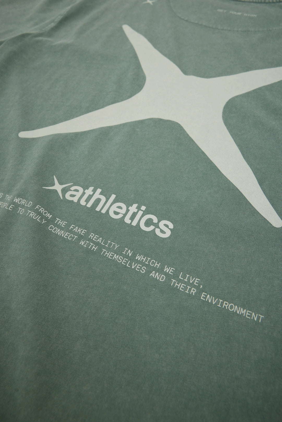 OLIVE GREEN WASHED CROSS WOMAN TEE