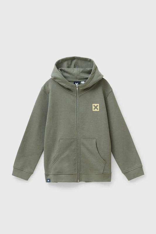 OLIVE GREEN NATURE KIDS FULL ZIP HOODIE