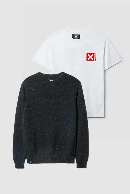 PACK JERSEY DE PUNTO PATH ANTRACITA + CAMISETA NATURE BLANCA