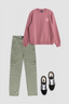PACK SUDADERA NATURE SIENNA + PANTALÓN CARGO MUJER LIBBY SAGE + BLACK OLD SKOOL VANS SNEAKERS