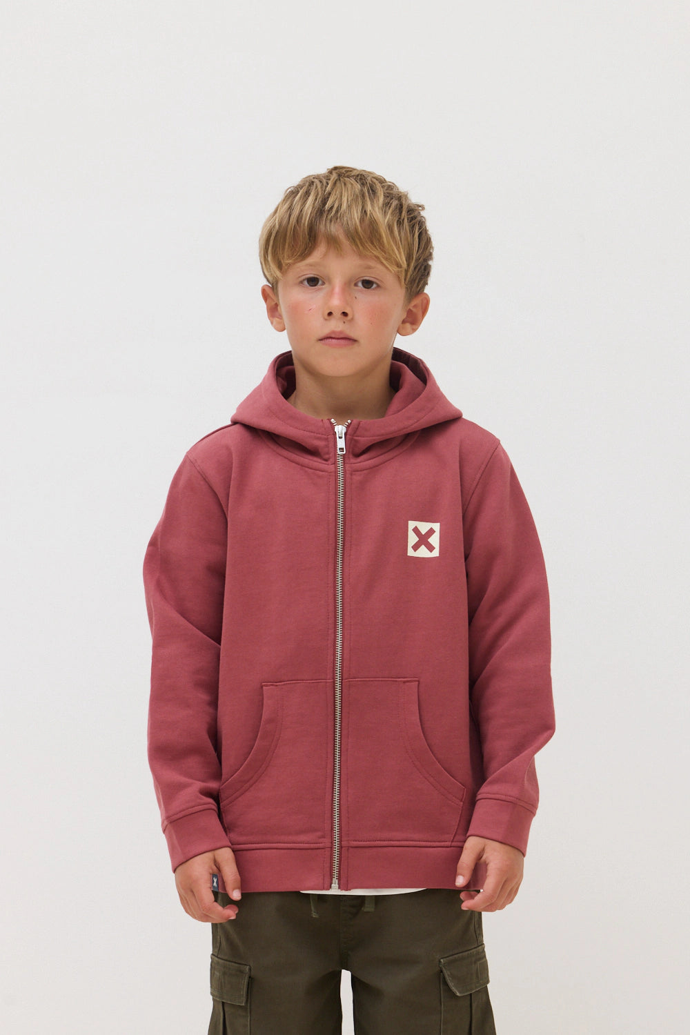 SUDADERA CON CAPUCHA FULL ZIP KIDS NATURE WINE