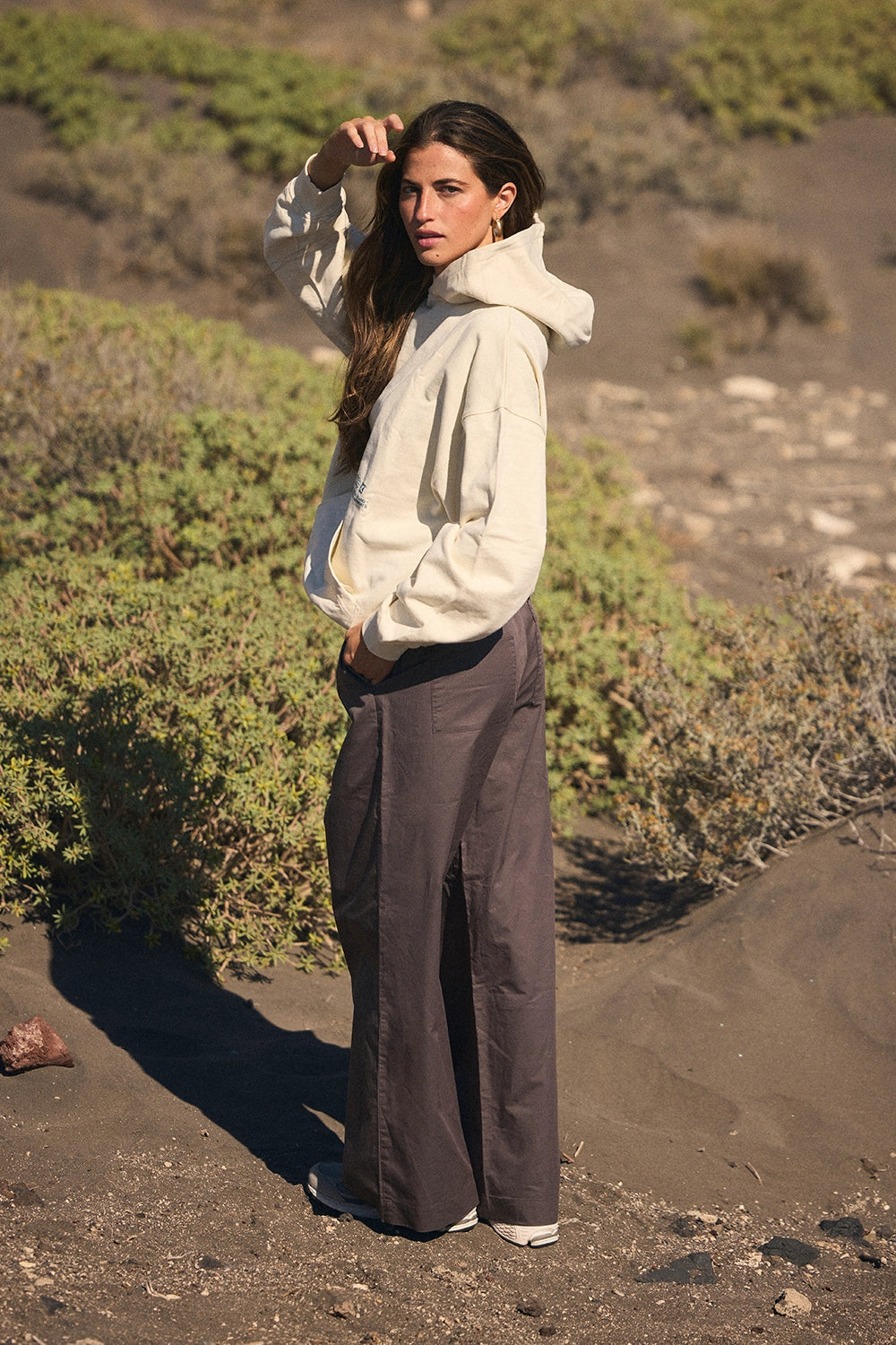 PANTALÓN STRAIGHT MUJER POPLIN ANTRACITA