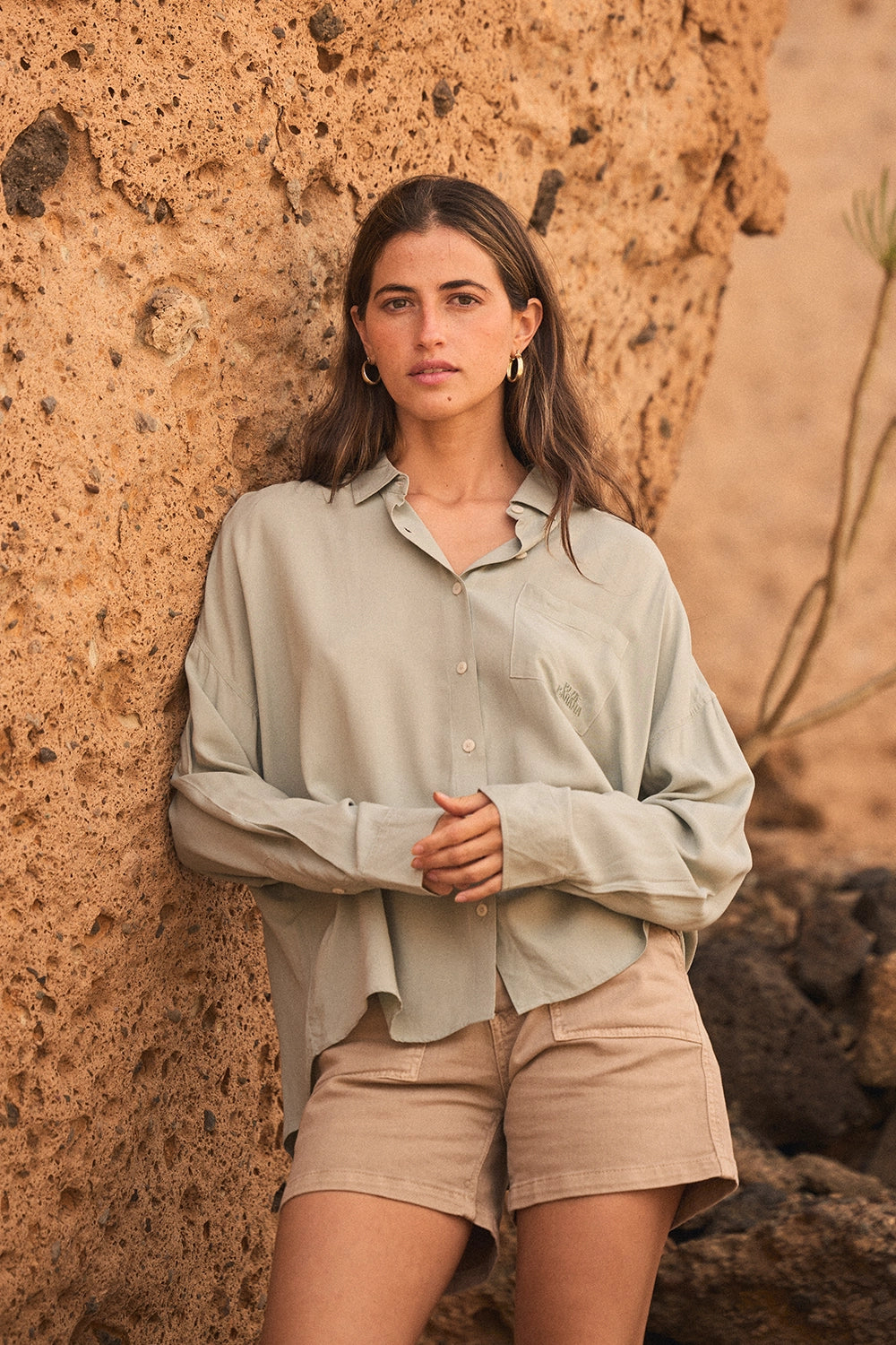 CAMISA MUJER WASHED SAGE