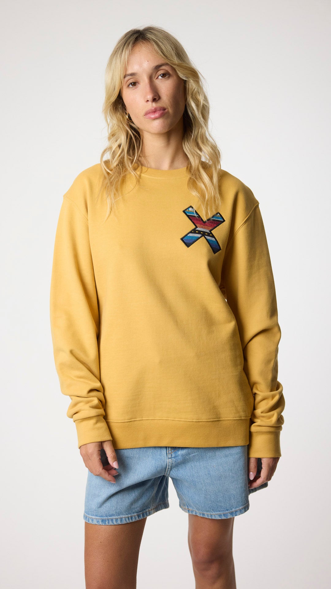 Classic Yellow Sweatshirt Brightness and Energy Blue Banana Brand